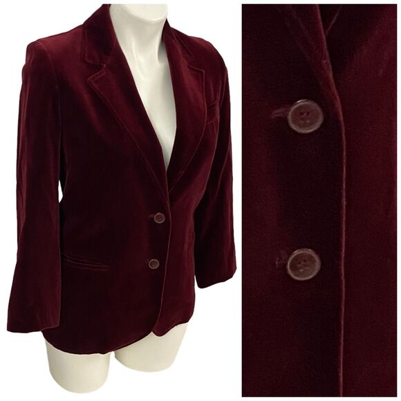 Women’s Vintage Red Velvet Blazer - Holiday Party Perfection! - Picture 7 of 16